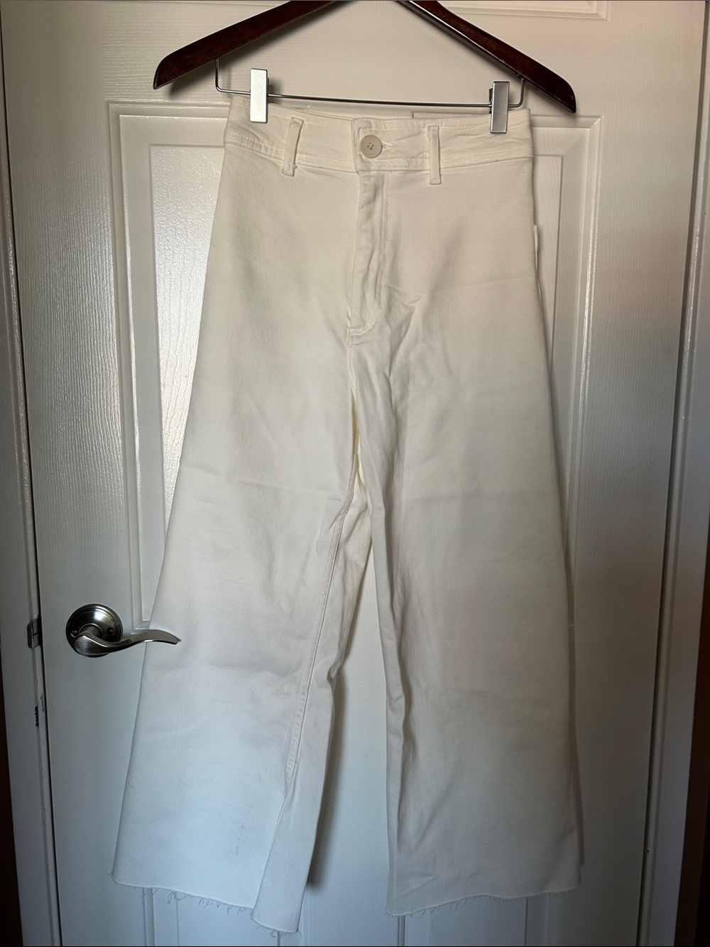 Zara High-Waisted Marine Wide Leg White Jeans